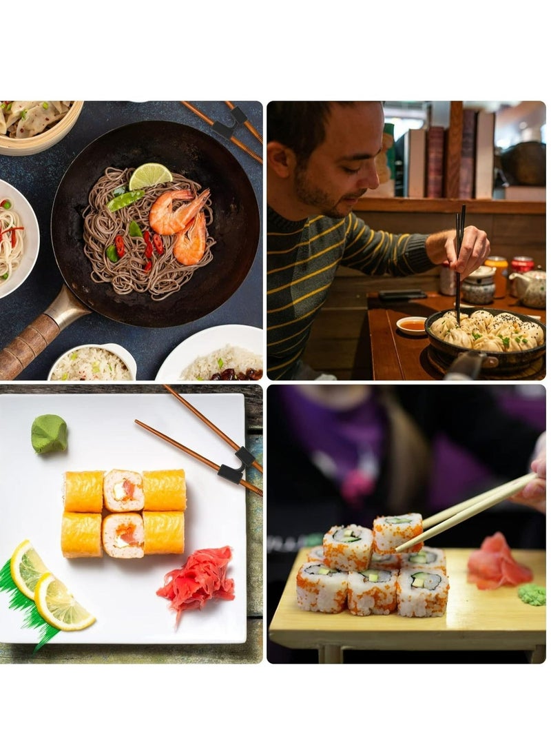 Sisily 5 Pieces Reusable Chopsticks Helpers Training Chopstick Hinges Connector Practice Chinese Chopstick Helper for Adults, Kids, Beginner, Trainers (Black) - Image 4