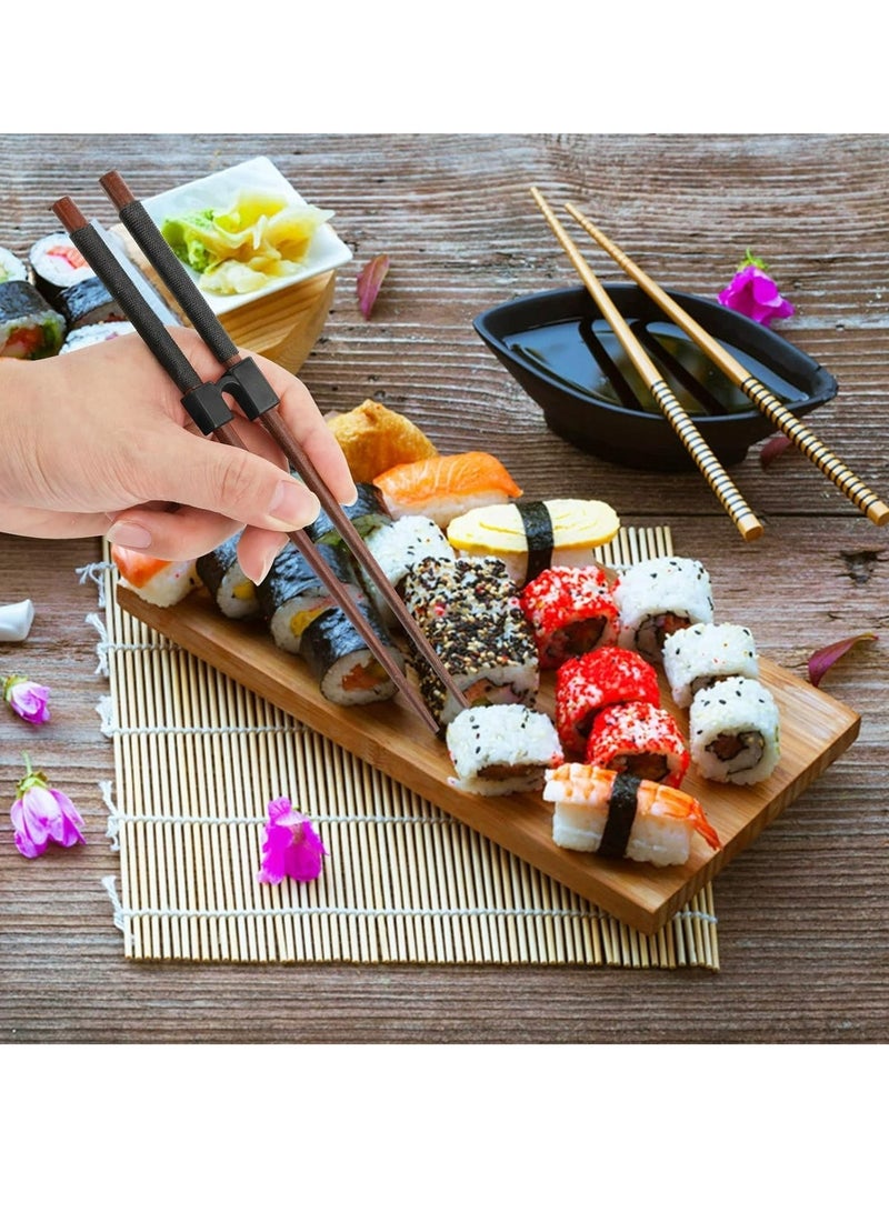 Sisily 5 Pieces Reusable Chopsticks Helpers Training Chopstick Hinges Connector Practice Chinese Chopstick Helper for Adults, Kids, Beginner, Trainers (Black) - Image 3