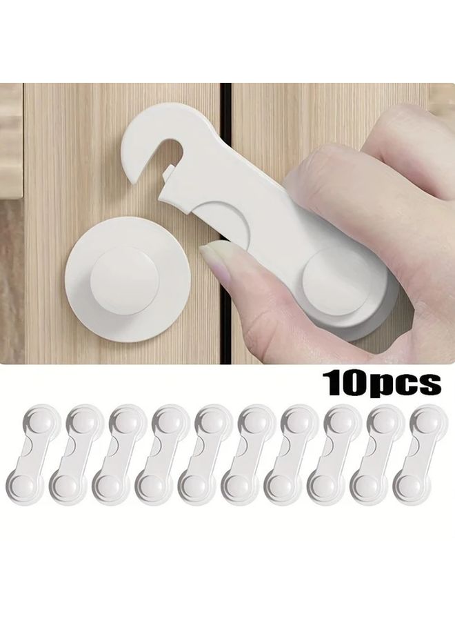 10 Pcs White Child Safety Locks Durable ABS Plastic Cabinet Drawer Fridge Lock Hand Pinch Protection Easy Install Phthalate Free Kitchen Baby Proofing - Image 1
