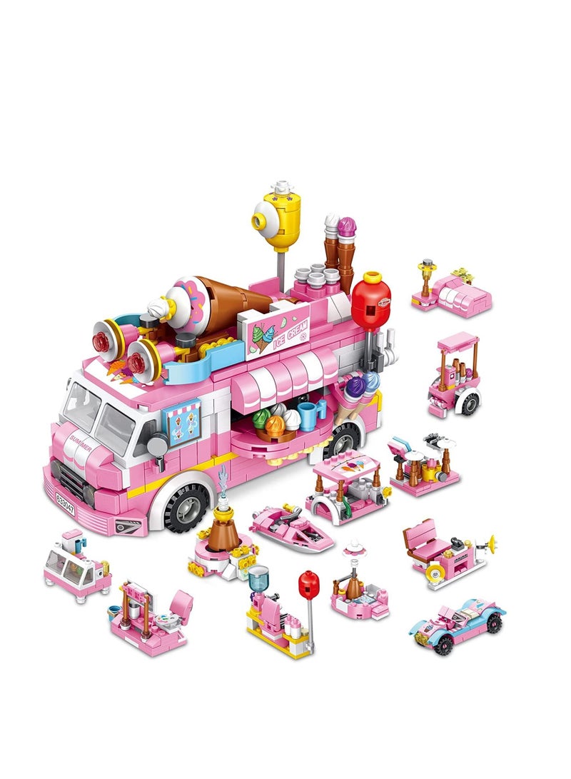 Loquat Building Toys for Girls, 12in1 ce Cream Truck Blocks Construction Vehicles Kit, STEM Learning Bricks Set, Birthday Gifts Kids Children Girls Boys Age 612 553 Pieces - Image 2