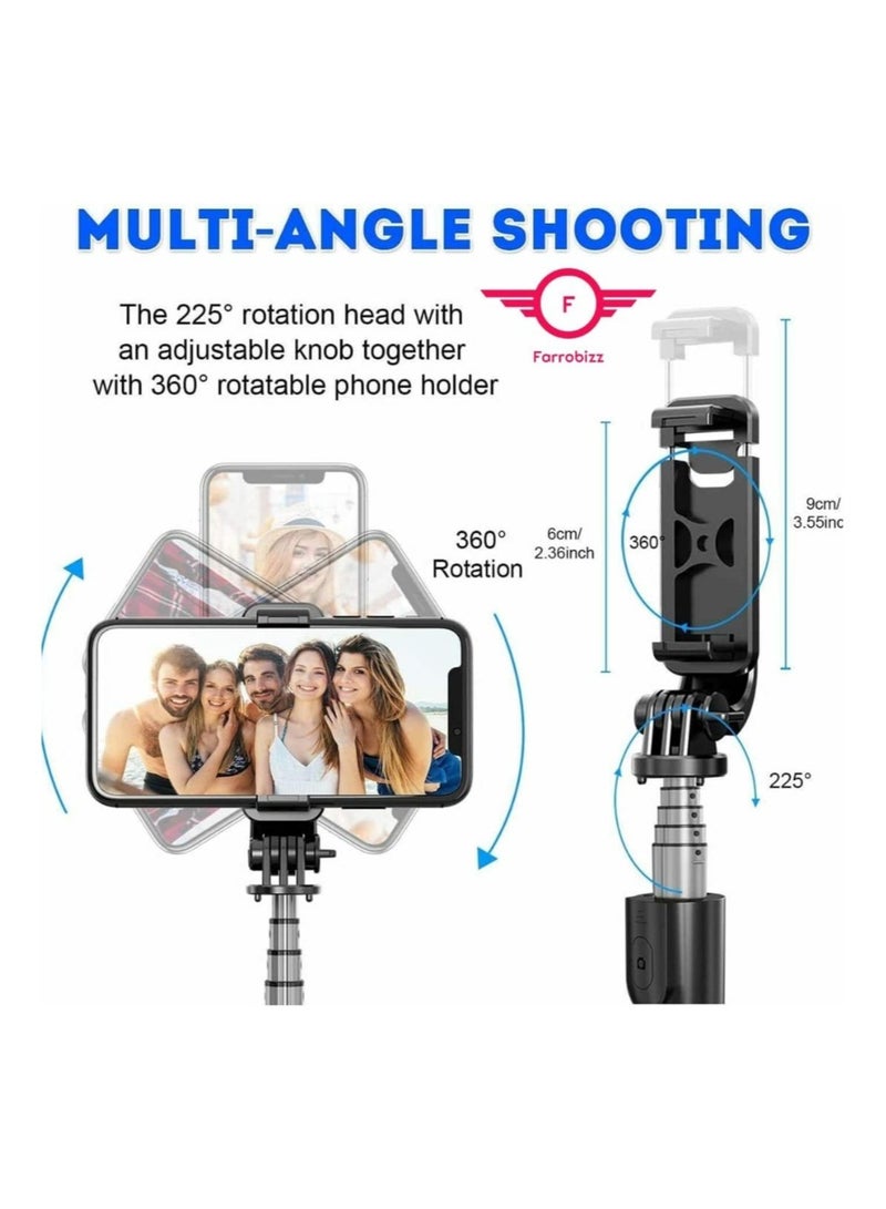 ELTRAZONE 3 in 1 Extendable Selfie Stick Tripod, Selfie Stick For Phone with Bluetooth Wireless Remote Phone Holder for iPhone 12 /iPhone 11/pro, - Image 5
