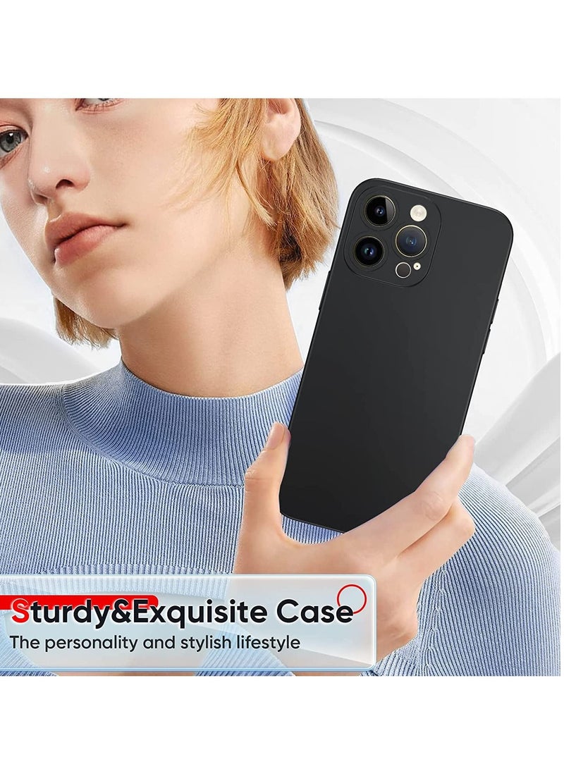 Liquid Silicone Case for iPhone 14 Pro Max, iPhone 14 Pro Max Case with 2 PCS Screen Protector, Shockproof Protective Anti-Scratch Phone Cover for iPhone 14 Pro Max 6.7 inch (Black) - Image 5