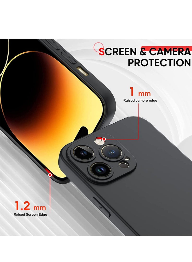Liquid Silicone Case for iPhone 14 Pro Max, iPhone 14 Pro Max Case with 2 PCS Screen Protector, Shockproof Protective Anti-Scratch Phone Cover for iPhone 14 Pro Max 6.7 inch (Black) - Image 3