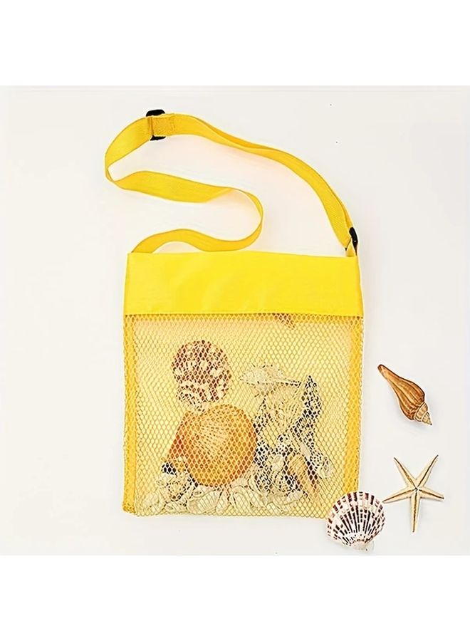 حقيبة شاطئ صفراء للأطفال لجمع الأصداف وحفر الرمال بحزام كتف قابل للتعديل - Image 1