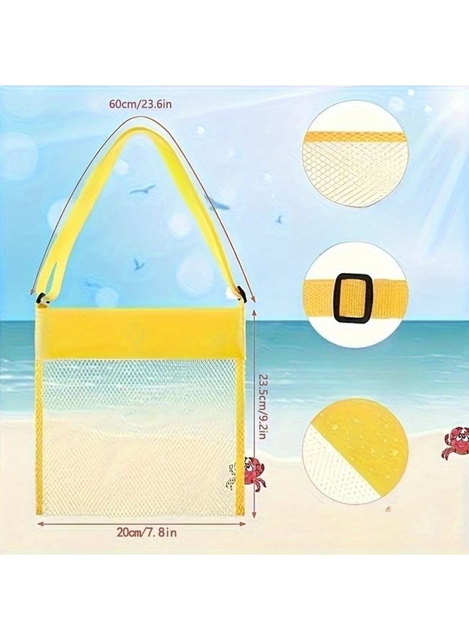 حقيبة شاطئ صفراء للأطفال لجمع الأصداف وحفر الرمال بحزام كتف قابل للتعديل - Image 5