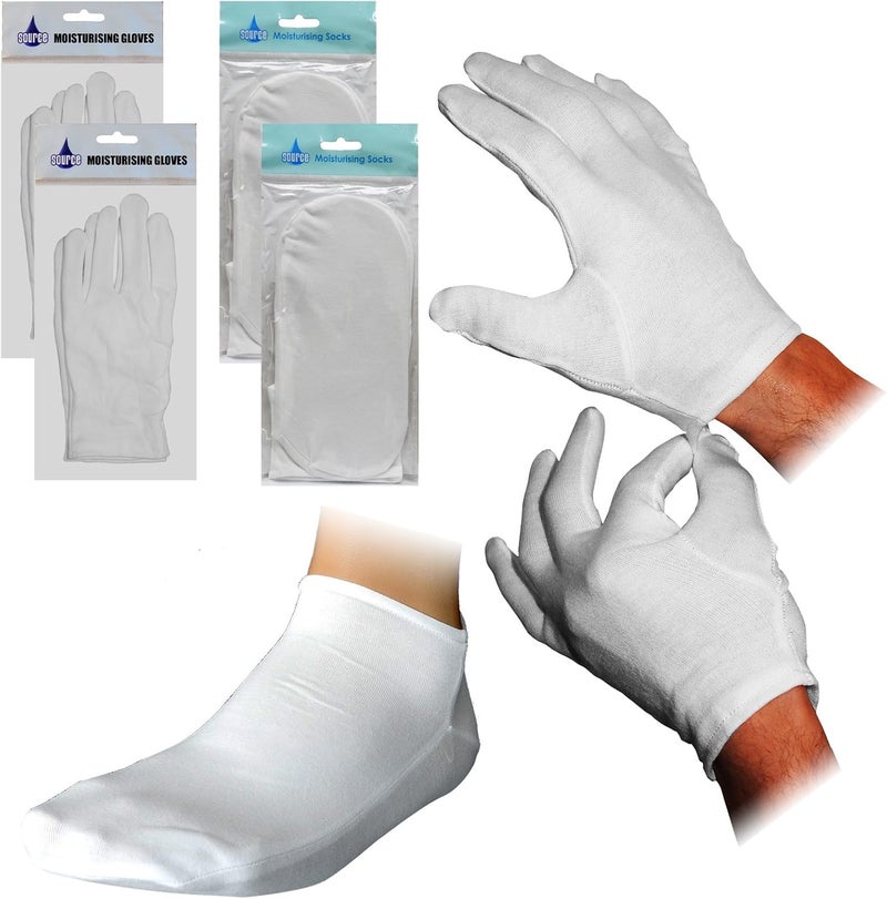 2 Pair Beauty Moisturising Gloves 2 Pair Moisture Overnight Super Soft Cream Retainer Socks