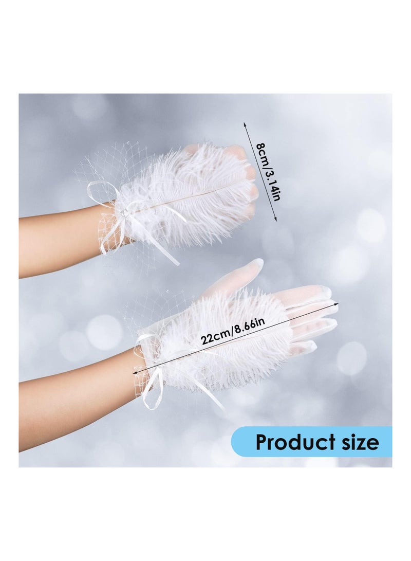 KASTWAVE Lace Gloves Women, Tea Party Gloves, Women's Tulle Gloves for Bridal Short Lace Gloves Wrist Lace Gloves Short Prom Evening Gloves for Wedding Opera Dinner Party - Image 4