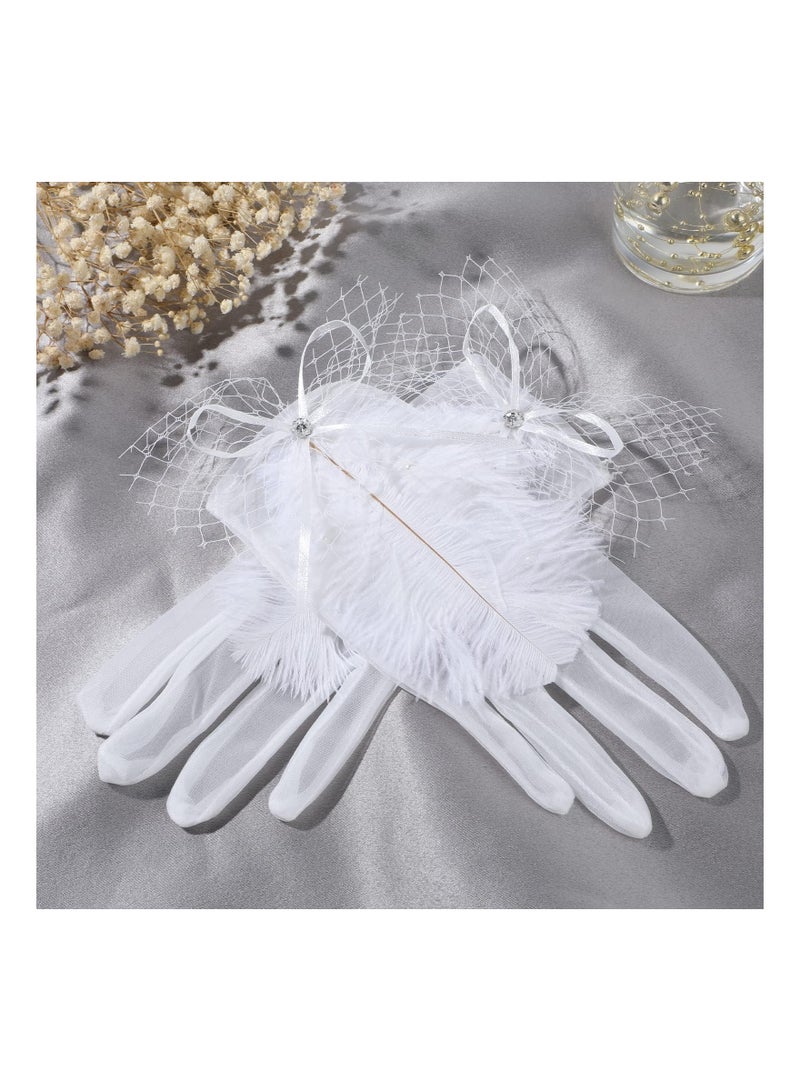 KASTWAVE Lace Gloves Women, Tea Party Gloves, Women's Tulle Gloves for Bridal Short Lace Gloves Wrist Lace Gloves Short Prom Evening Gloves for Wedding Opera Dinner Party - Image 5