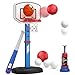 HYES 2 in 1 Kids Basketball Hoop and T Ball Set  Adjustable Height Kids Baseball Tee with Automatic Pitching Machine Indoor Outdoor Sport Toys Gifts for Toddler Boys Girls Age 15 Blue - Image 4