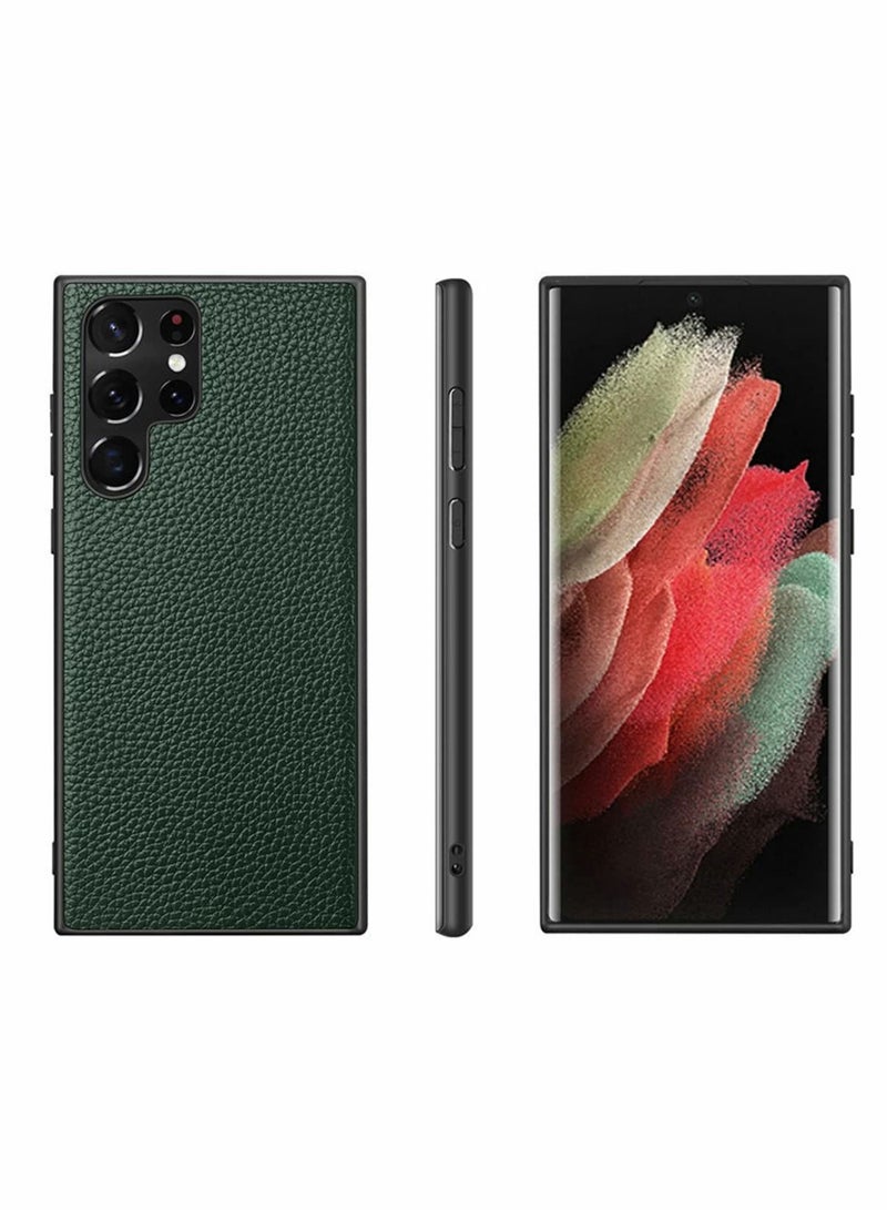Y&D Case for Samsung Galaxy S22 Ultra Case Lychee Pattern Leather Anti Scratch Slim Fit Protective Cover Camera All-Protective 6.8" 2022 （Green） - Image 1