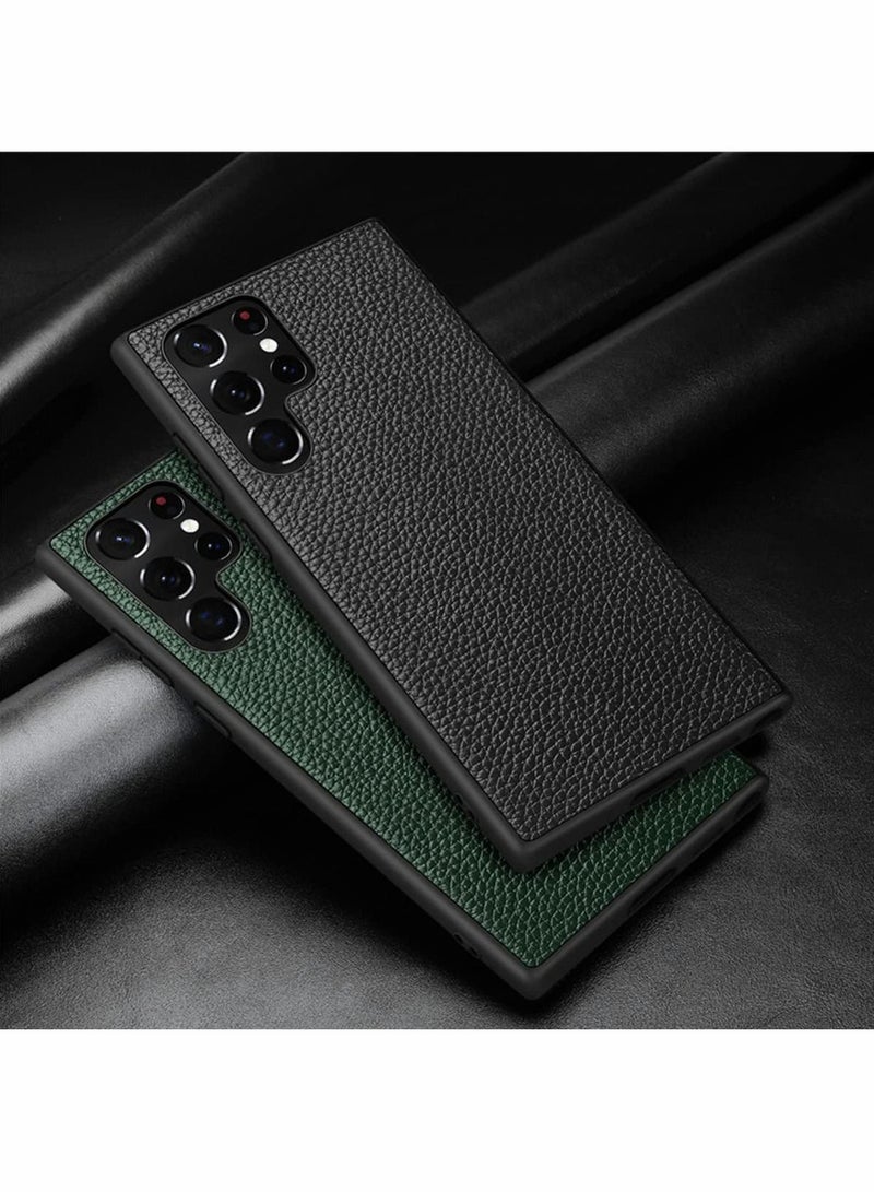 Y&D Case for Samsung Galaxy S22 Ultra Case Lychee Pattern Leather Anti Scratch Slim Fit Protective Cover Camera All-Protective 6.8" 2022 （Green） - Image 2
