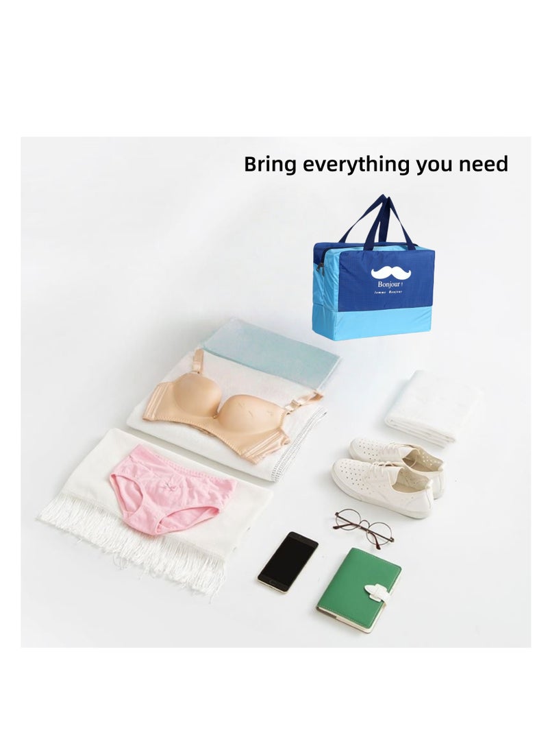 نوفولان حقيبة سباحة مع فصل جاف ورطب، وحجرة للأحذية، وسعة كبيرة للشاطئ واللياقة البدنية والسفر - سحاب سلس، وخفيفة الوزن (أزرق داكن) - Image 2