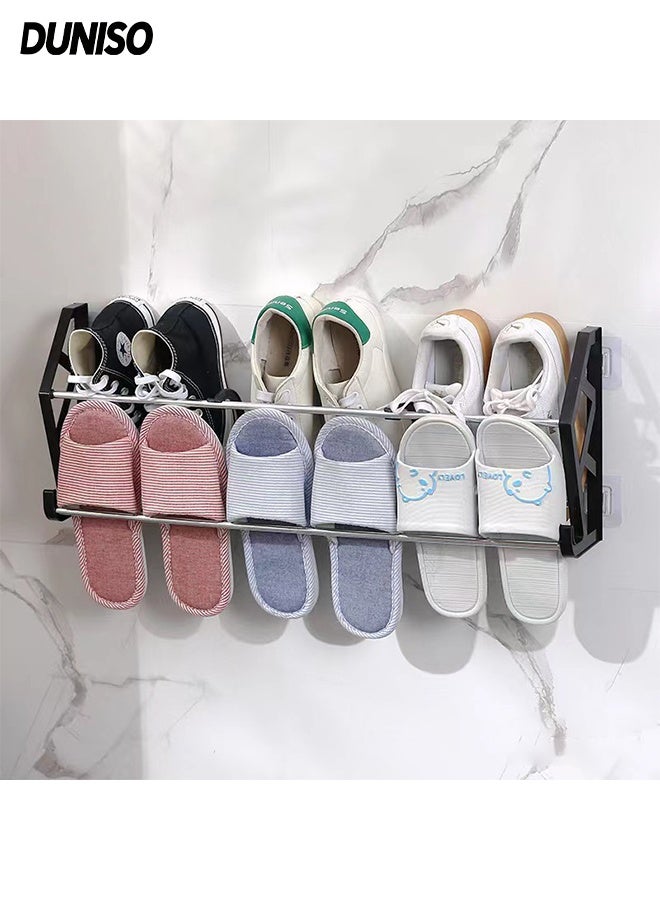 DUNISO Shoe Rack with hooks,No Drill Wall Mounted Shoe  Organizer,Shoe Storage Holder for Shoes, Towels & Accessories,Space Saving - Image 1