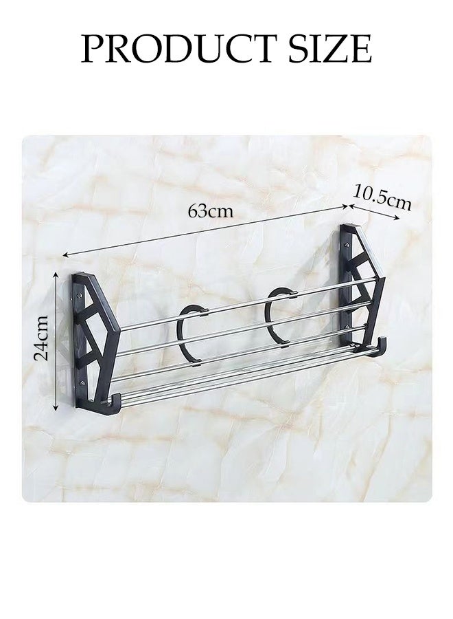 DUNISO Shoe Rack with hooks,No Drill Wall Mounted Shoe  Organizer,Shoe Storage Holder for Shoes, Towels & Accessories,Space Saving - Image 2