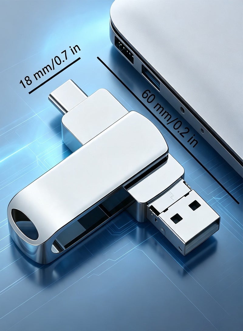 Yakiter 2TB Photo Stick for Phone Flash Drive,4in1 Memory Stick for Photos and Videos USB Stick External Storage Compatible for iPhone/iPad/Android/PC (Silver) - Image 5