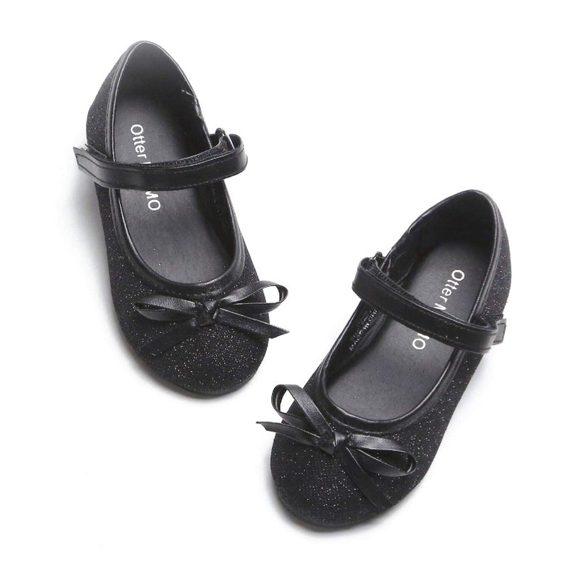 Otter MOMO Toddler/Little Girls Mary Jane Ballerina Flats Shoes Slip-on School Party Dress Black Shoes Size 6 - Image 1
