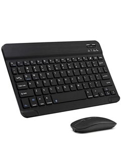 Arabic and English Bluetooth Keyboard and Mouse Combo Ultra-Slim Portable Compact Wireless Mouse Keyboard Set for IOS Android Windows Tablet Phone iPhone iPad Pro Air Mini (Black)