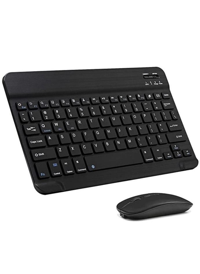 ELTRAZONE - Arabic and English Bluetooth Keyboard and Mouse Combo Ultra-Slim Portable Compact Wireless Mouse Keyboard Set for IOS Android Windows Tablet Phone iPhone iPad Pro Air Mini (Black) - Image 1