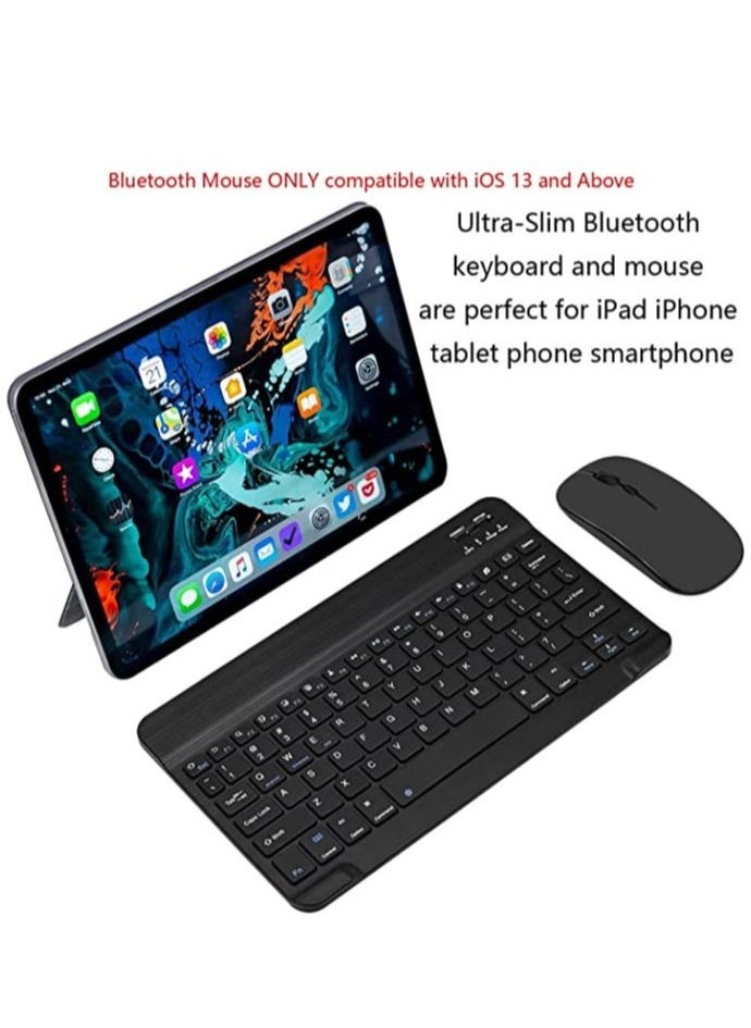 ELTRAZONE - Arabic and English Bluetooth Keyboard and Mouse Combo Ultra-Slim Portable Compact Wireless Mouse Keyboard Set for IOS Android Windows Tablet Phone iPhone iPad Pro Air Mini (Black) - Image 1