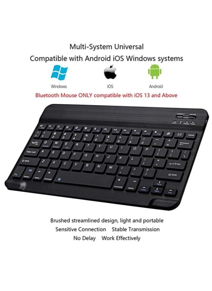 ELTRAZONE - Arabic and English Bluetooth Keyboard and Mouse Combo Ultra-Slim Portable Compact Wireless Mouse Keyboard Set for IOS Android Windows Tablet Phone iPhone iPad Pro Air Mini (Black) - Image 1