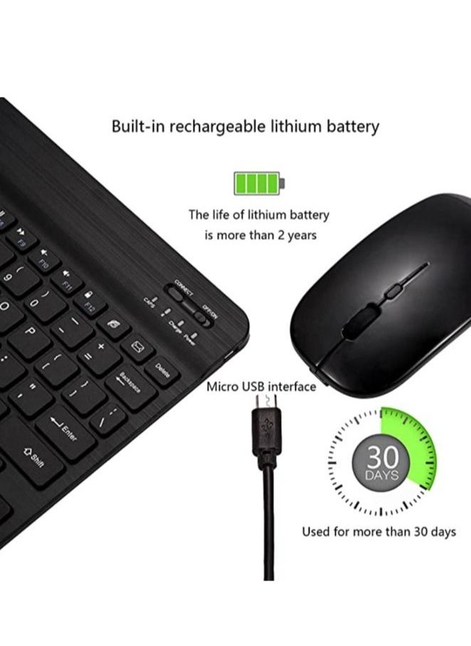 ELTRAZONE - Arabic and English Bluetooth Keyboard and Mouse Combo Ultra-Slim Portable Compact Wireless Mouse Keyboard Set for IOS Android Windows Tablet Phone iPhone iPad Pro Air Mini (Black) - Image 1