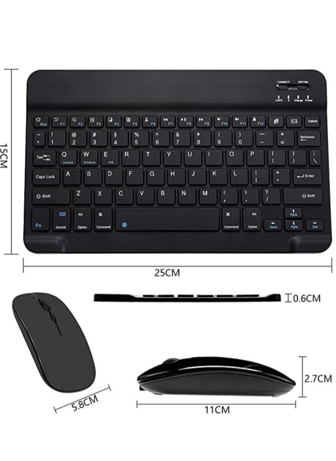ELTRAZONE - Arabic and English Bluetooth Keyboard and Mouse Combo Ultra-Slim Portable Compact Wireless Mouse Keyboard Set for IOS Android Windows Tablet Phone iPhone iPad Pro Air Mini (Black) - Image 1