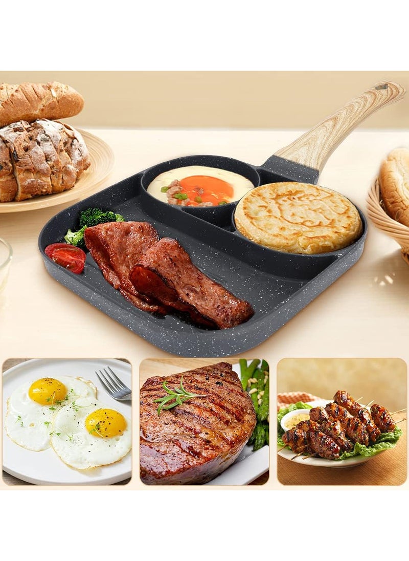 Generic 3-in-1 frying and grilling pan with 3 non-stick slots  - Image 1