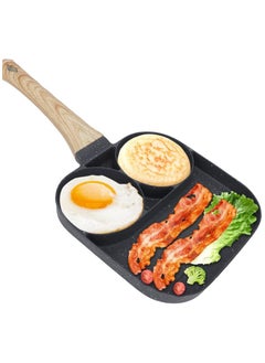 Generic 3-in-1 frying and grilling pan with 3 non-stick slots  - Image 2