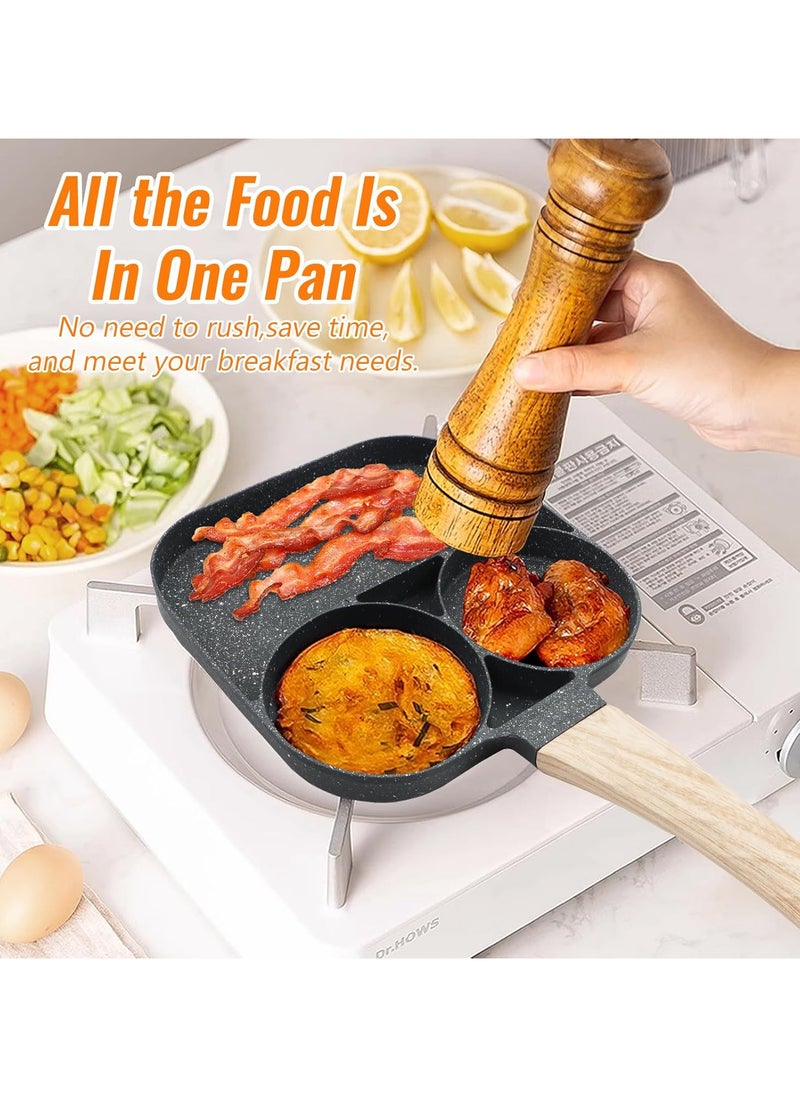 Generic 3-in-1 frying and grilling pan with 3 non-stick slots  - Image 5