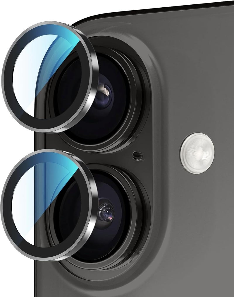 PandaShield 2-Pack Camera Lens Protector for iPhone 17/16/16 Plus - Anti-Reflection, 9H Tempered Glass, Easy Installation, Black - Image 1