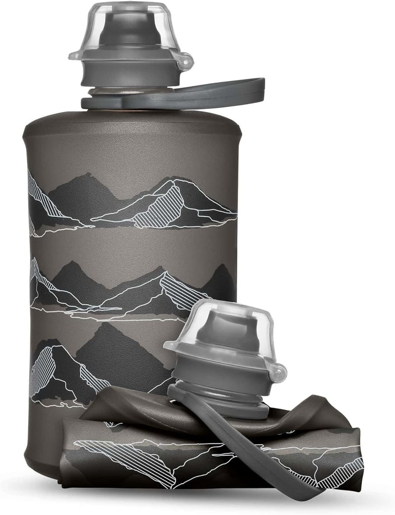 Hydrapak Stow - Collapsible Backpacking Water Bottle (350ml) - BPA Free, Ultra Light, Spill-Proof Twist Cap - MTN Mammoth Grey - Image 1