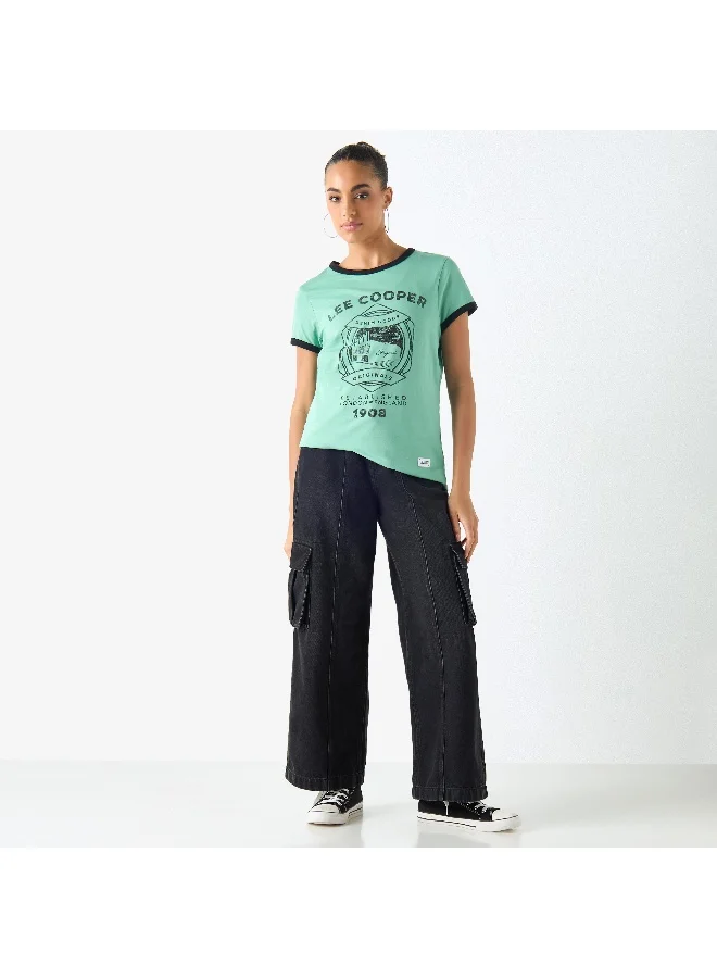 Lee Cooper Lee Cooper Graphic Print Crew Neck T-shirt with Short Sleeves