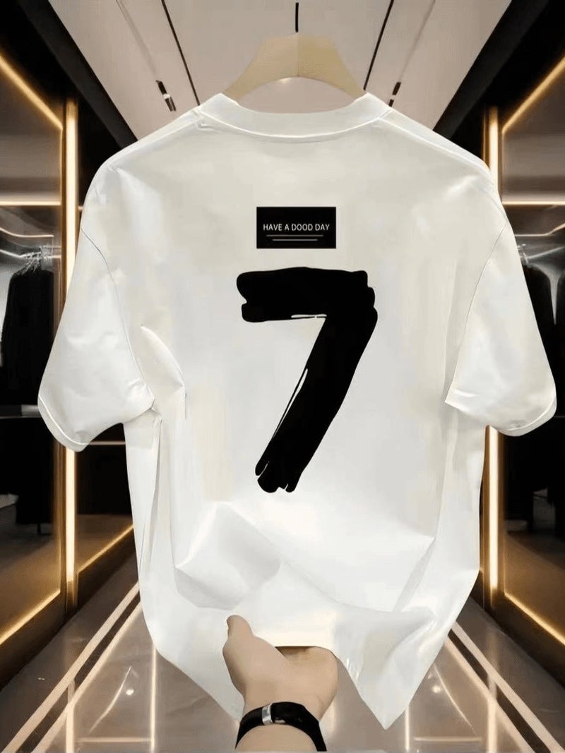 High Quality New Heavy Light Luxury T-Shirt Men'S All-Match Short Sleeve Minimalist Printed Popular Round Neck Fashionable Loose Half Sleeve - Image 2