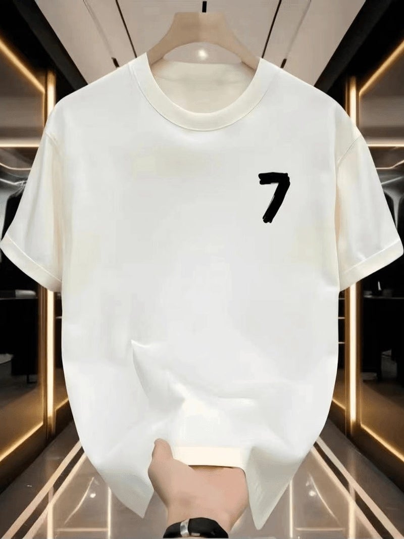 High Quality New Heavy Light Luxury T-Shirt Men'S All-Match Short Sleeve Minimalist Printed Popular Round Neck Fashionable Loose Half Sleeve - Image 3