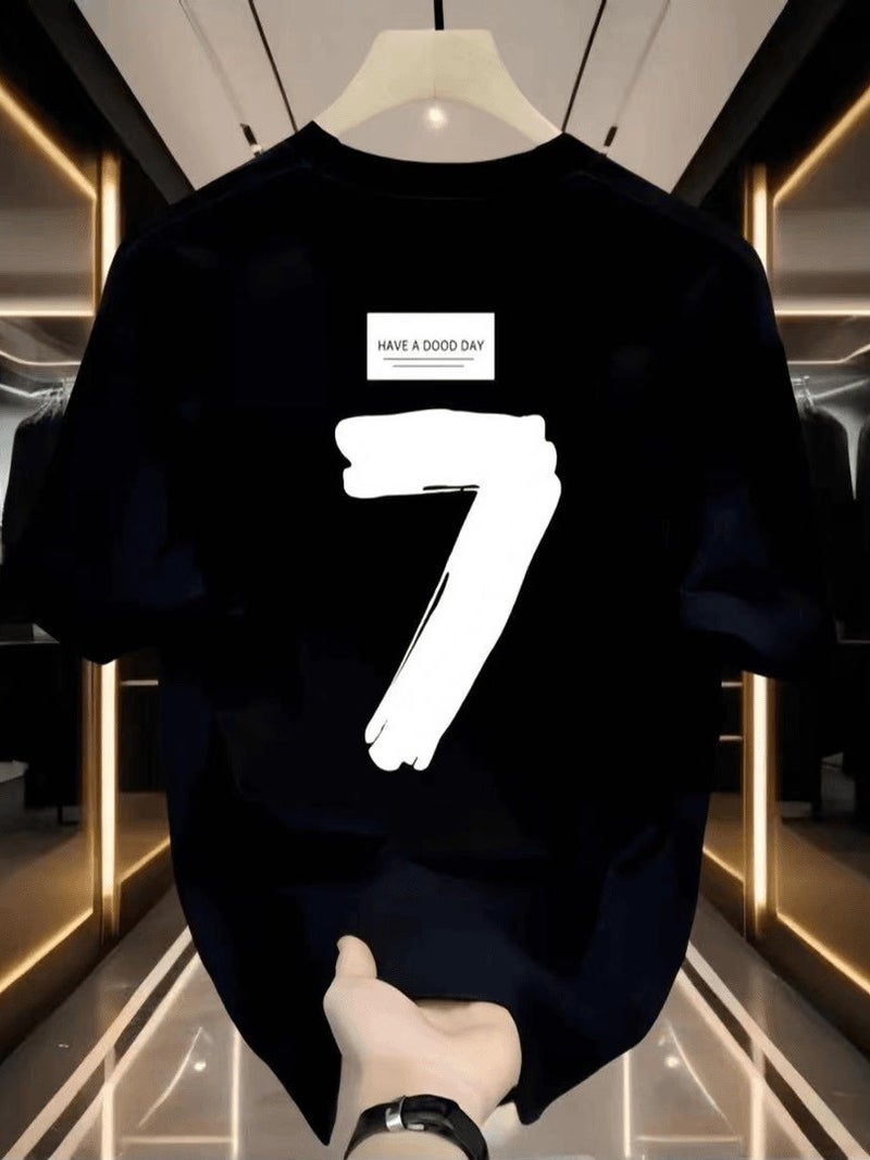 High Quality New Heavy Light Luxury T-Shirt Men'S All-Match Short Sleeve Minimalist Printed Popular Round Neck Fashionable Loose Half Sleeve - Image 4
