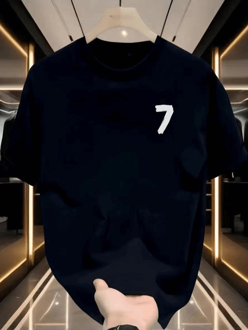 High Quality New Heavy Light Luxury T-Shirt Men'S All-Match Short Sleeve Minimalist Printed Popular Round Neck Fashionable Loose Half Sleeve - Image 5