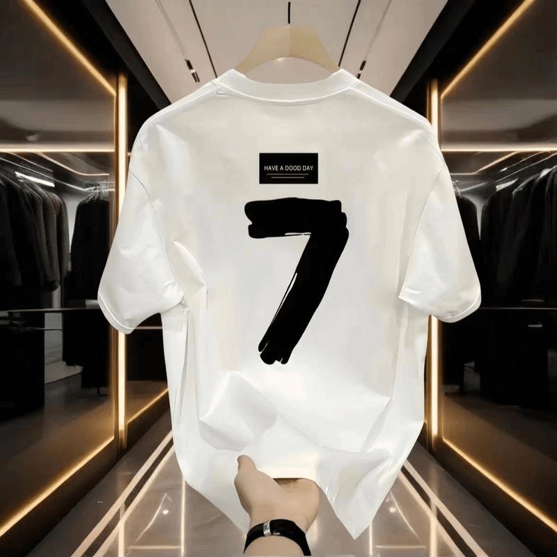 High Quality New Heavy Light Luxury T-Shirt Men'S All-Match Short Sleeve Minimalist Printed Popular Round Neck Fashionable Loose Half Sleeve - Image 1