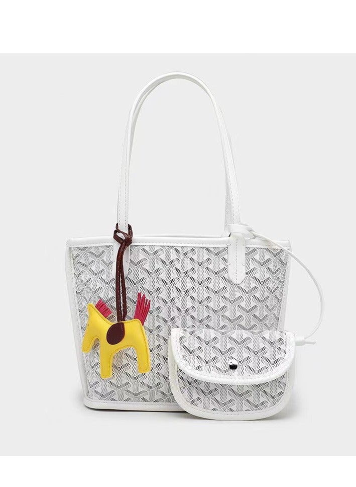 Printed Shopper Small Tote White Pendants Random - Image 1