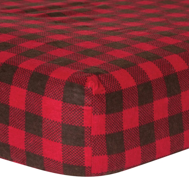 Trend Lab Crib Sheet Brown and Red Buffalo Check