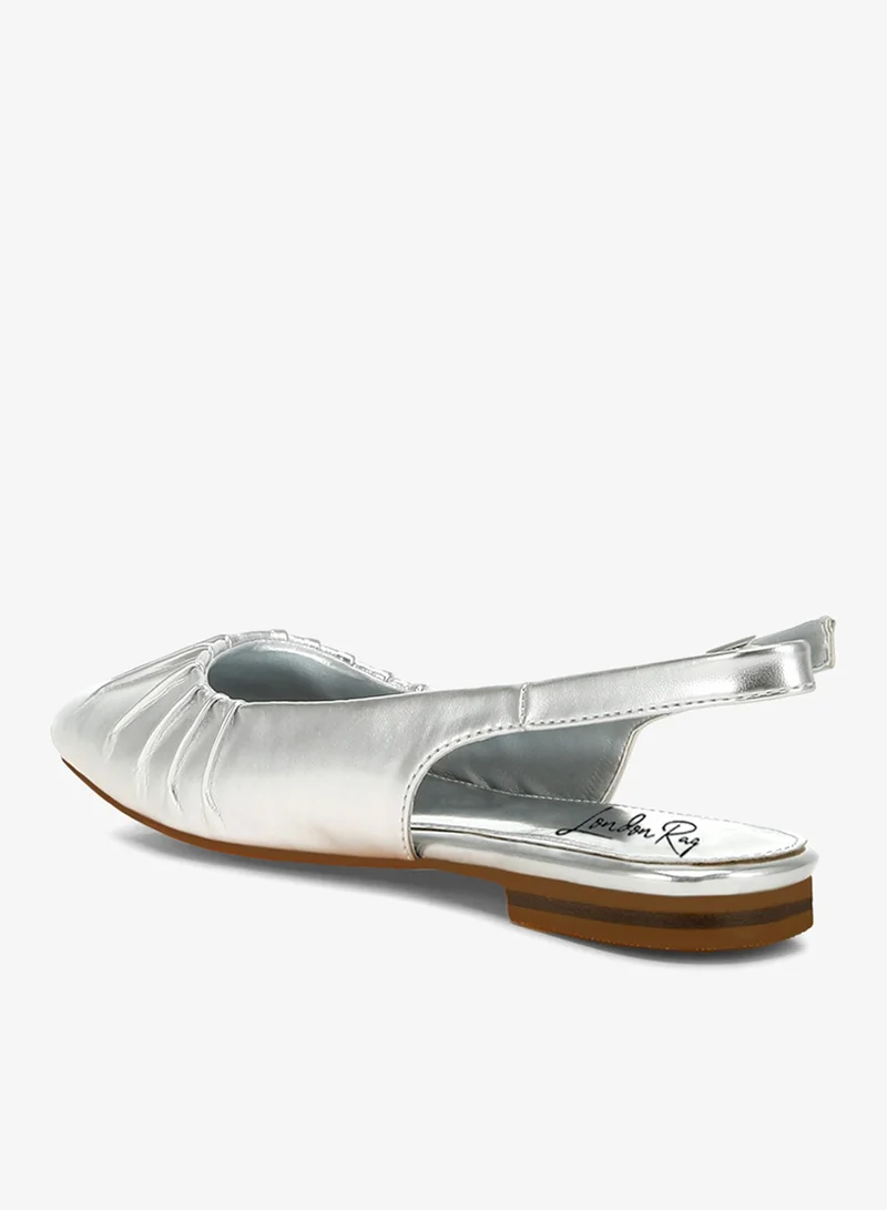 London Rag Silver Metallic Square Toe Flat Slingbacks in Silver for Women | Best Price UAE