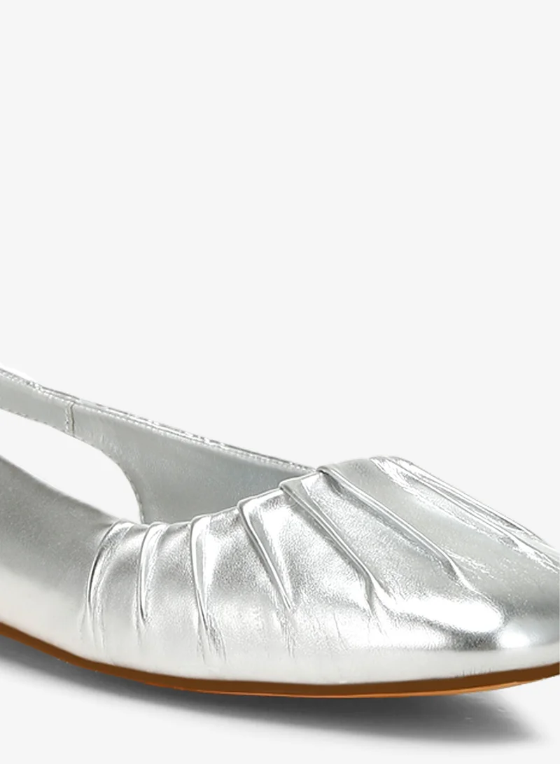 London Rag Silver Metallic Square Toe Flat Slingbacks in Silver for Women | Best Price UAE