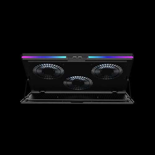 GAMDIAS Aether M1 | Triple Fan Laptop Cooling Pad Upto 19', 2 USB Port, 7 Adjustable Height Angles | LCD Display,10 RGB Modes for Gaming Laptop, Powerful Cooling Pad | Adjustable 1300 RPM Speed - Image 4