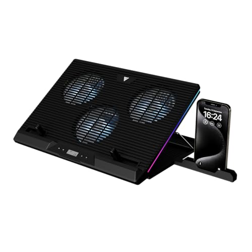 GAMDIAS Aether M1 | Triple Fan Laptop Cooling Pad Upto 19', 2 USB Port, 7 Adjustable Height Angles | LCD Display,10 RGB Modes for Gaming Laptop, Powerful Cooling Pad | Adjustable 1300 RPM Speed - Image 1