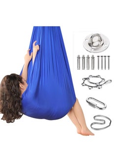 General Children's sensory therapy swing, indoor and outdoor yoga hammocks, elastic chairs for hug therapy, fun gifts for autism, ADHD, SPD, integration boys and girls (280*150CM royal blue)  - Image 1
