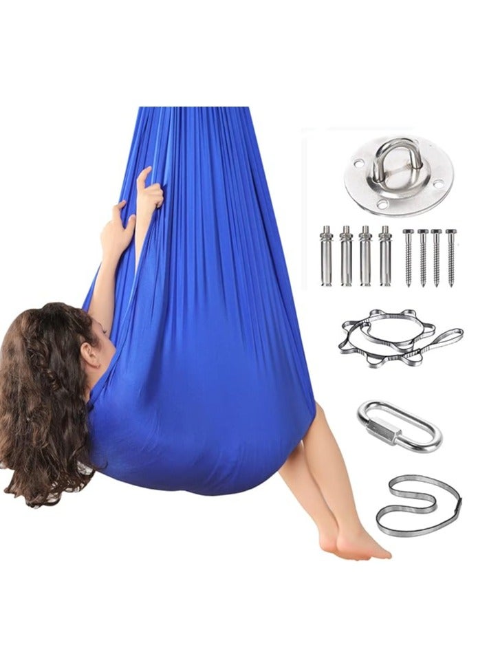 عام أرجوحة العلاج الحسي للأطفال ، أراجيح اليوغا الداخلية والخارجية ، الكراسي المرنة لعلاج العناق ، الهدايا الممتعة للتوحد ، ADHD ، SPD ، دمج الأولاد والبنات (280 * 150CM الأزرق الملكي) - Image 1