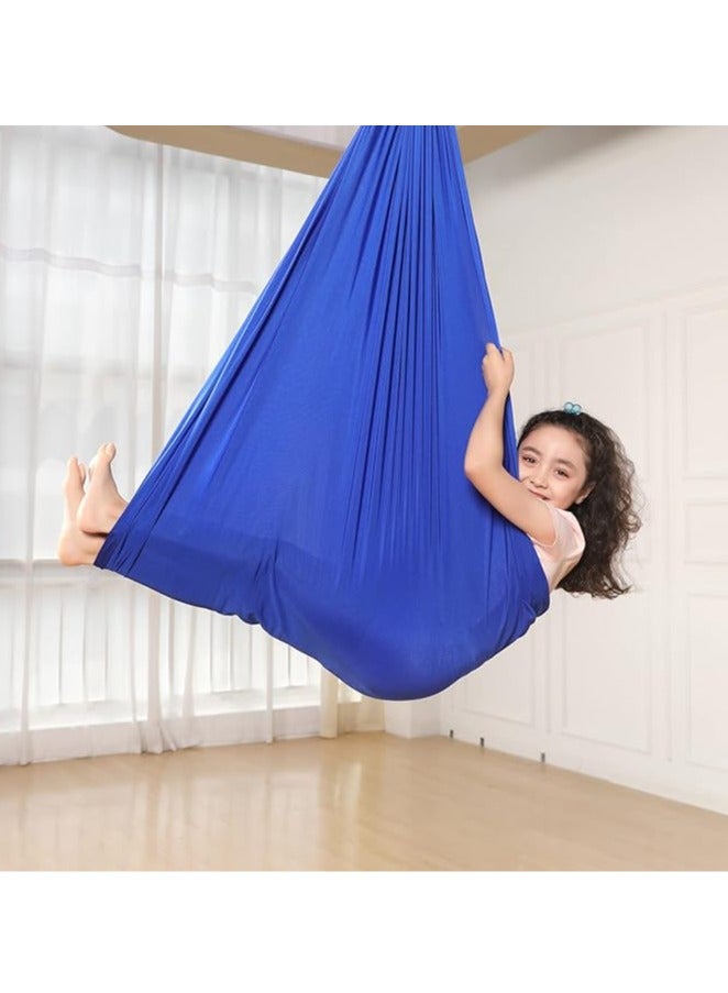 عام أرجوحة العلاج الحسي للأطفال ، أراجيح اليوغا الداخلية والخارجية ، الكراسي المرنة لعلاج العناق ، الهدايا الممتعة للتوحد ، ADHD ، SPD ، دمج الأولاد والبنات (280 * 150CM الأزرق الملكي) - Image 2
