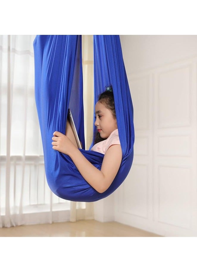 عام أرجوحة العلاج الحسي للأطفال ، أراجيح اليوغا الداخلية والخارجية ، الكراسي المرنة لعلاج العناق ، الهدايا الممتعة للتوحد ، ADHD ، SPD ، دمج الأولاد والبنات (280 * 150CM الأزرق الملكي) - Image 3