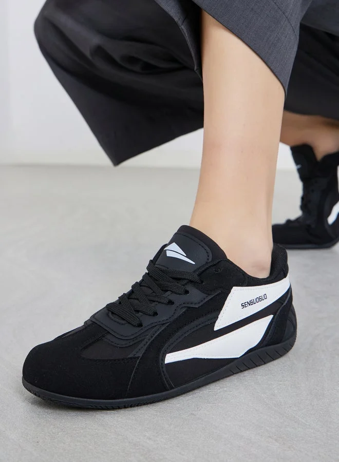 Styli Active Color Block Round Toe Lace-Up Sneakers