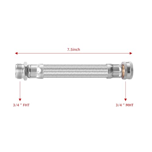 atadbtae Short Garden Hose Extension HeavyDuty Hose Maximum Bend 45 Stainless Steel Braided Water Hose Short Connector Lead Hose 75 - Image 3