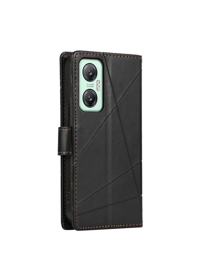 S-TOP Case For Infinix Hot 20 5G PU Genuine Leather Texture Embossed Line Phone Case - Image 3